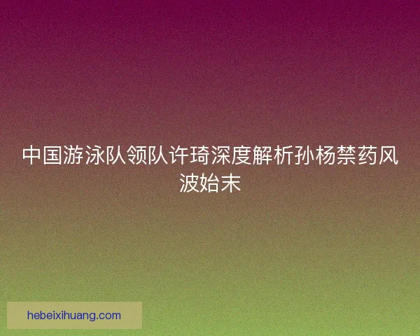 中国游泳队领队许琦深度解析孙杨禁药风波始末